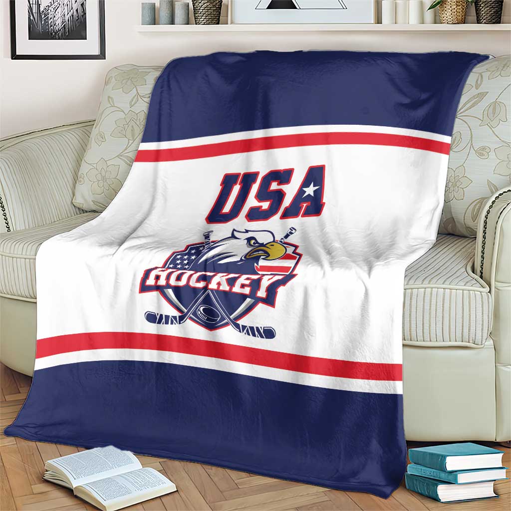USA Ice Hockey Blanket American Eagle Spirit White Version