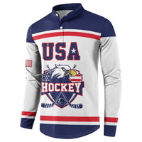 USA Ice Hockey Custom Button Sweatshirt American Eagle Spirit White Version