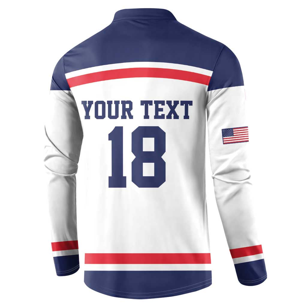 USA Ice Hockey Custom Button Sweatshirt American Eagle Spirit White Version
