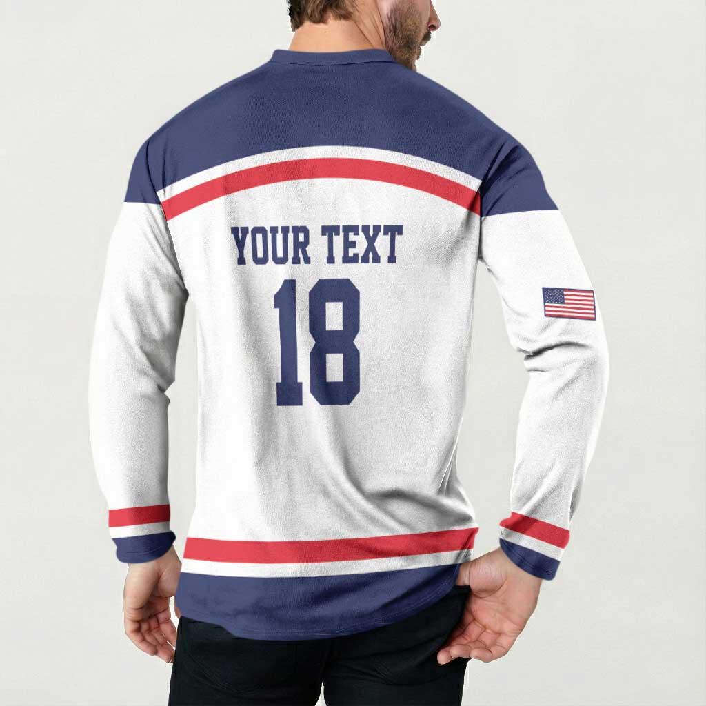 USA Ice Hockey Custom Button Sweatshirt American Eagle Spirit White Version