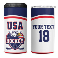 USA Ice Hockey Custom 4 in 1 Can Cooler Tumbler American Eagle Spirit White Version