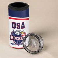 USA Ice Hockey Custom 4 in 1 Can Cooler Tumbler American Eagle Spirit White Version