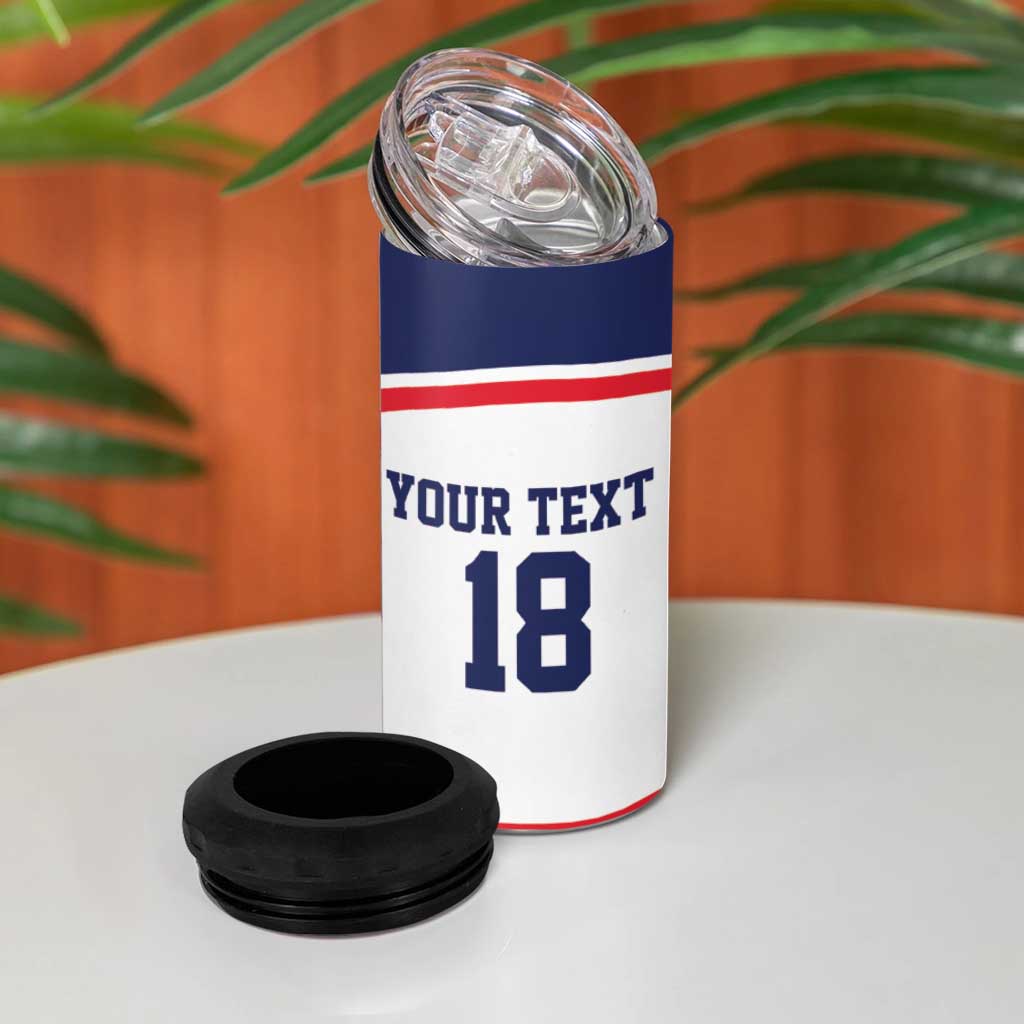 USA Ice Hockey Custom 4 in 1 Can Cooler Tumbler American Eagle Spirit White Version