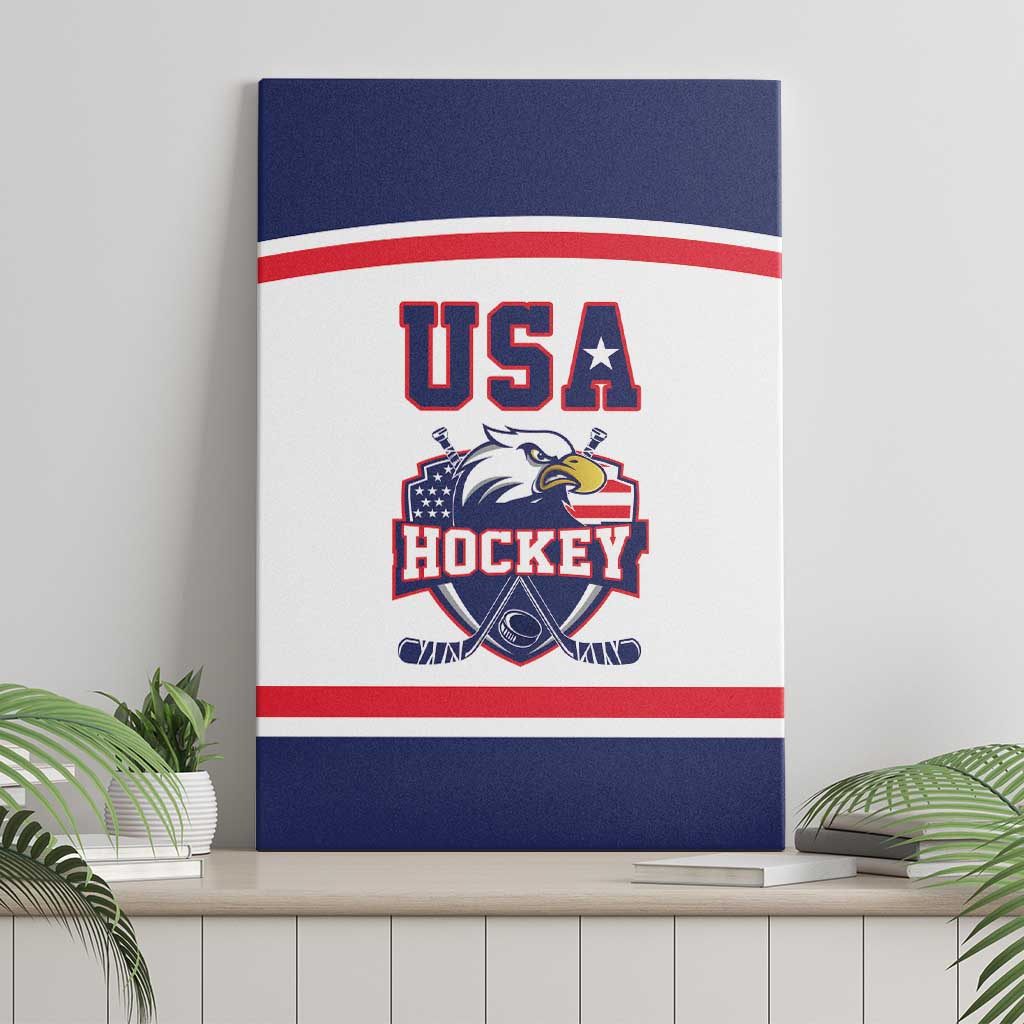 USA Ice Hockey Canvas Wall Art American Eagle Spirit White Version