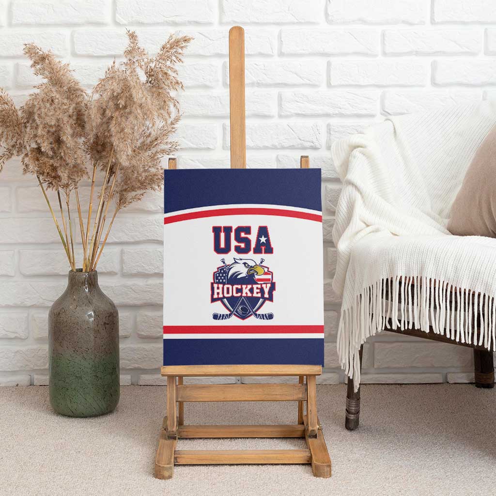 USA Ice Hockey Canvas Wall Art American Eagle Spirit White Version