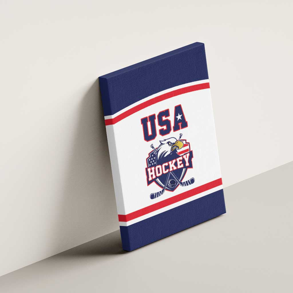 USA Ice Hockey Canvas Wall Art American Eagle Spirit White Version