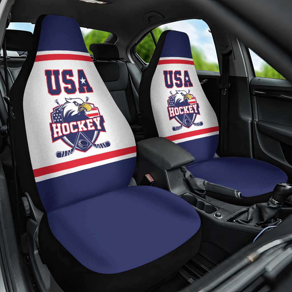 USA Ice Hockey Car Seat Cover American Eagle Spirit White Version
