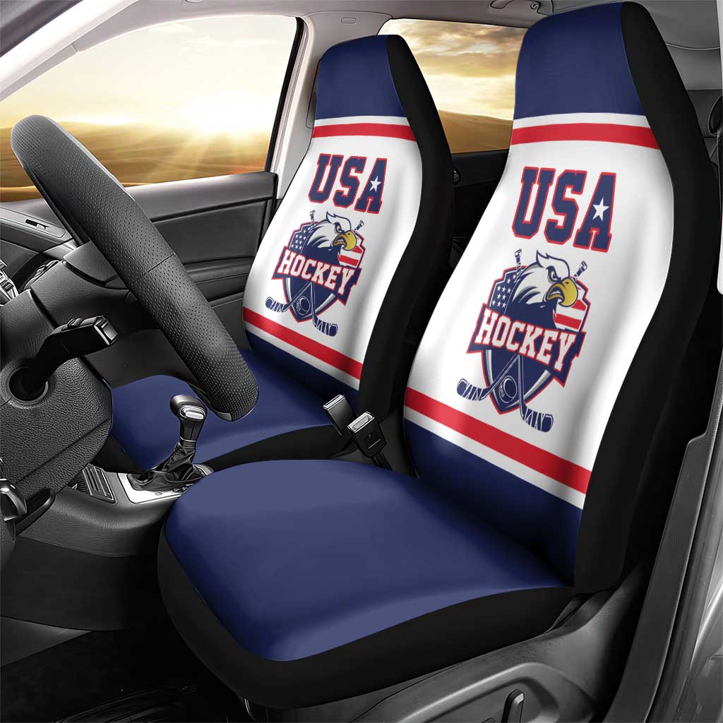 USA Ice Hockey Car Seat Cover American Eagle Spirit White Version
