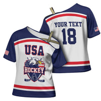 USA Ice Hockey Custom Cross Shoulder Shirt American Eagle Spirit White Version