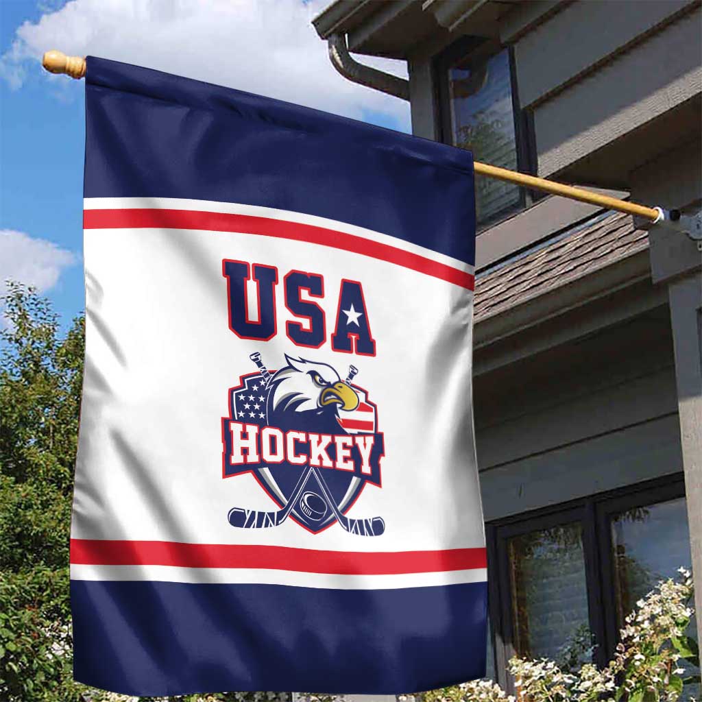 USA Ice Hockey Garden Flag American Eagle Spirit White Version