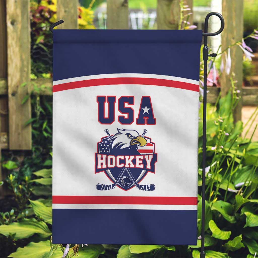 USA Ice Hockey Garden Flag American Eagle Spirit White Version