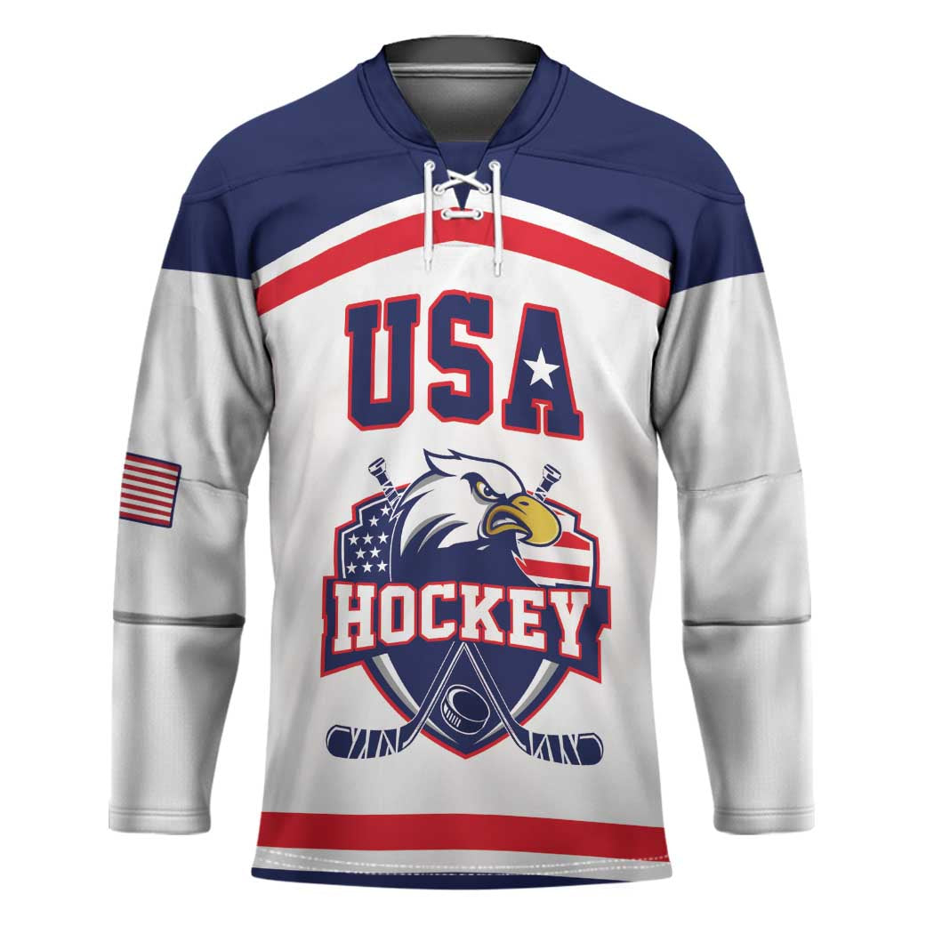 USA Ice Hockey Custom Hockey Jersey American Eagle Spirit White Version