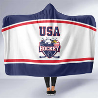 USA Ice Hockey Hooded Blanket American Eagle Spirit White Version