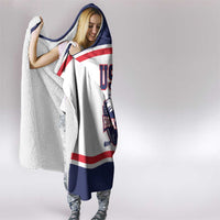 USA Ice Hockey Hooded Blanket American Eagle Spirit White Version