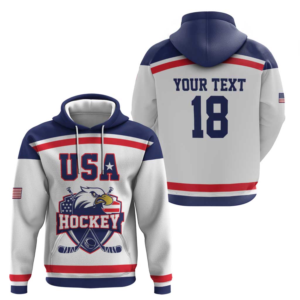 USA Ice Hockey Custom Hoodie American Eagle Spirit White Version