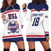 USA Ice Hockey Custom Hoodie Dress American Eagle Spirit White Version