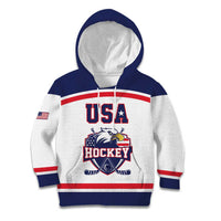 USA Ice Hockey Custom Kid Hoodie American Eagle Spirit White Version