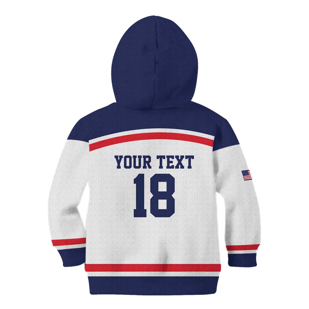 USA Ice Hockey Custom Kid Hoodie American Eagle Spirit White Version
