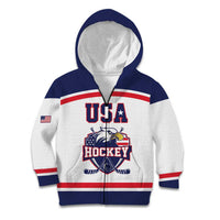 USA Ice Hockey Custom Kid Hoodie American Eagle Spirit White Version