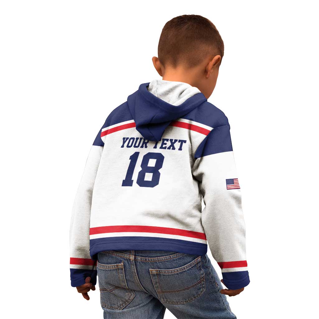 USA Ice Hockey Custom Kid Hoodie American Eagle Spirit White Version