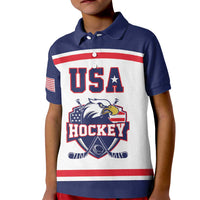 USA Ice Hockey Custom Kid Polo Shirt American Eagle Spirit White Version