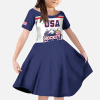 USA Ice Hockey Custom Kid Short Sleeve Dress American Eagle Spirit White Version