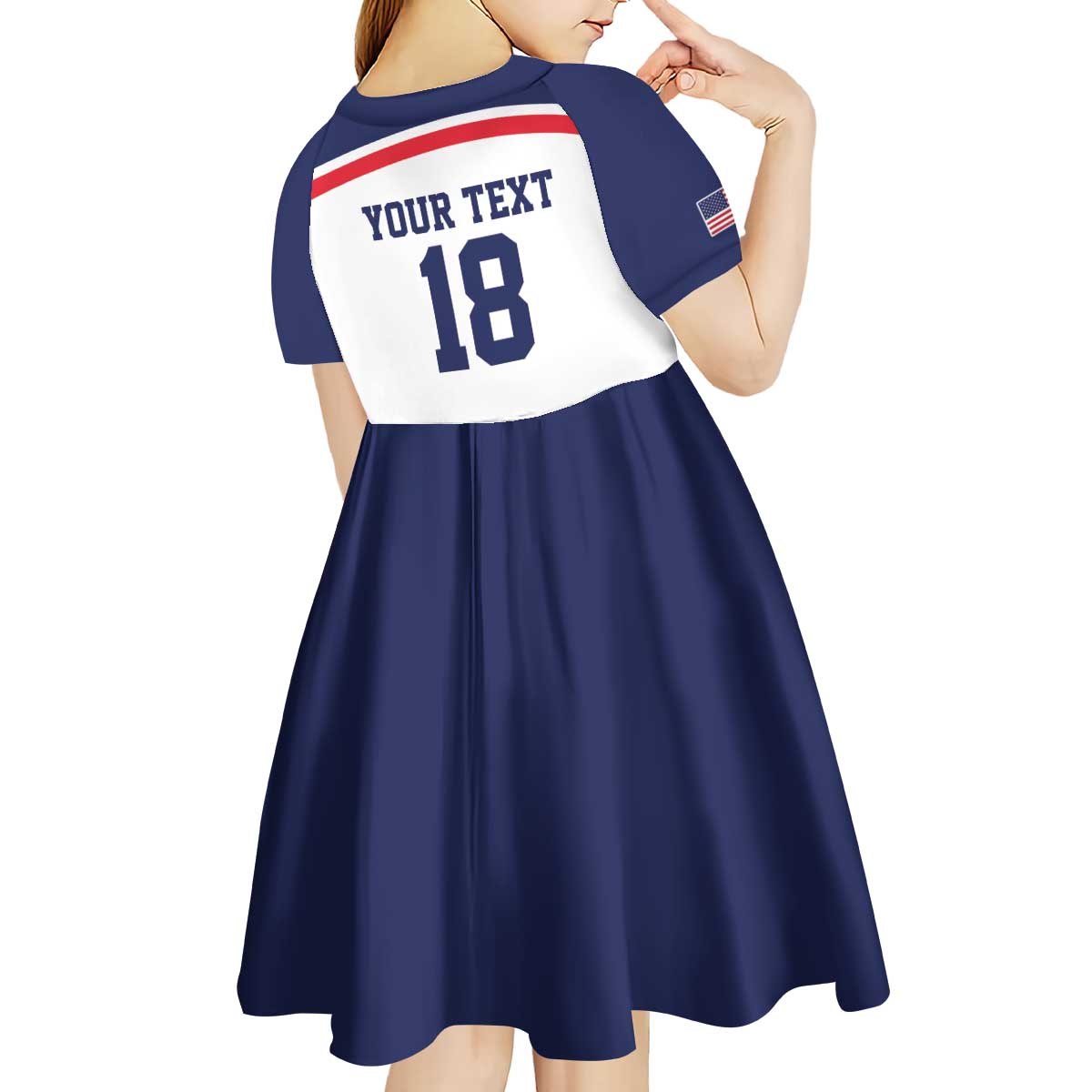 USA Ice Hockey Custom Kid Short Sleeve Dress American Eagle Spirit White Version