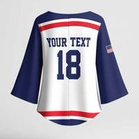 USA Ice Hockey Custom Kimono Sleeve Blouse American Eagle Spirit White Version