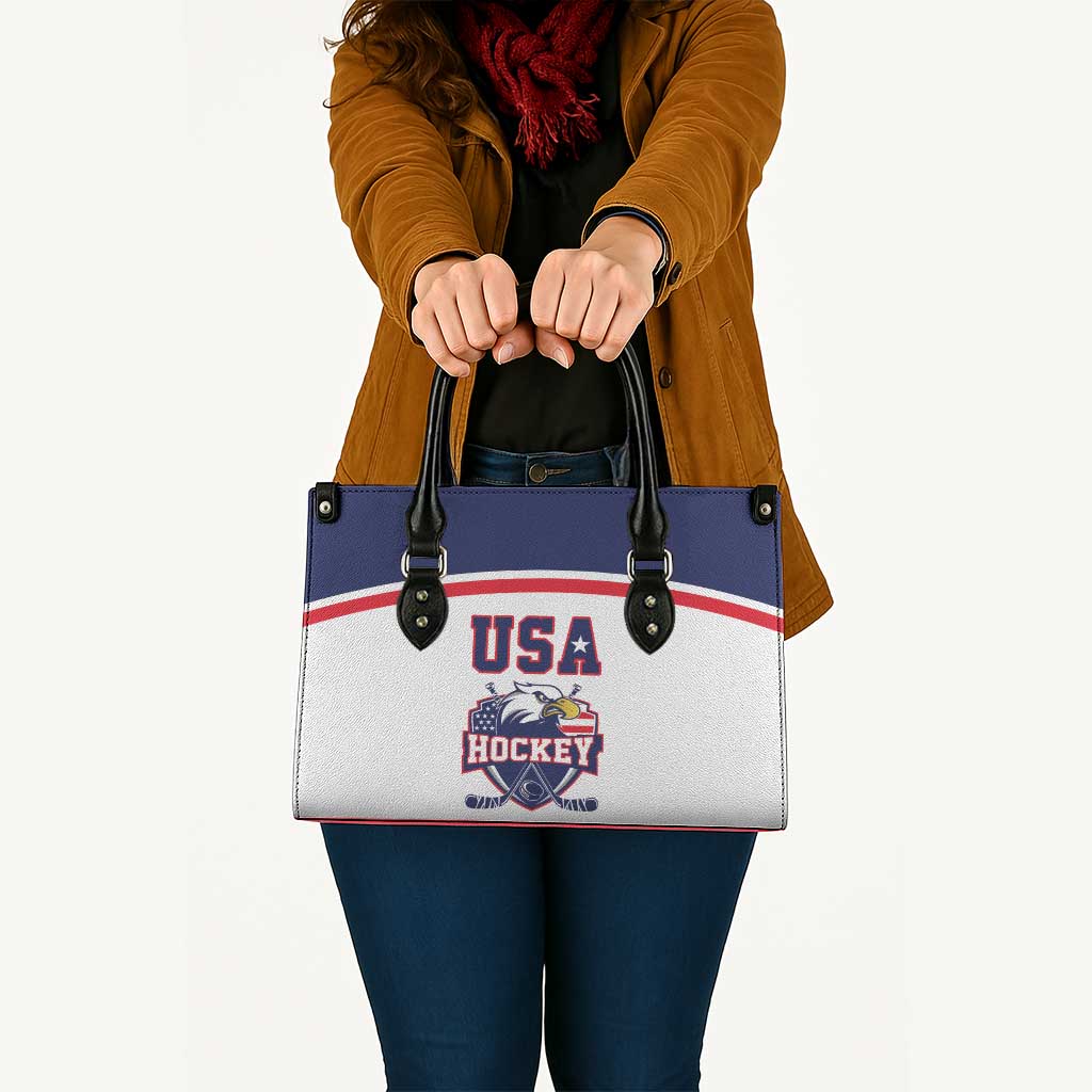 USA Ice Hockey Leather Bag American Eagle Spirit White Version