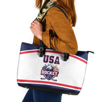 USA Ice Hockey Leather Tote Bag American Eagle Spirit White Version