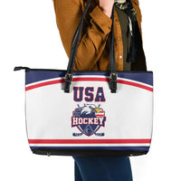 USA Ice Hockey Leather Tote Bag American Eagle Spirit White Version