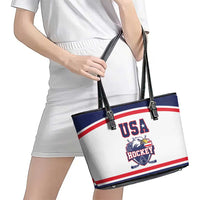 USA Ice Hockey Leather Tote Bag American Eagle Spirit White Version