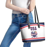 USA Ice Hockey Leather Tote Bag American Eagle Spirit White Version