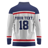 USA Ice Hockey Custom Long Sleeve Polo Shirt American Eagle Spirit White Version
