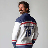 USA Ice Hockey Custom Long Sleeve Polo Shirt American Eagle Spirit White Version