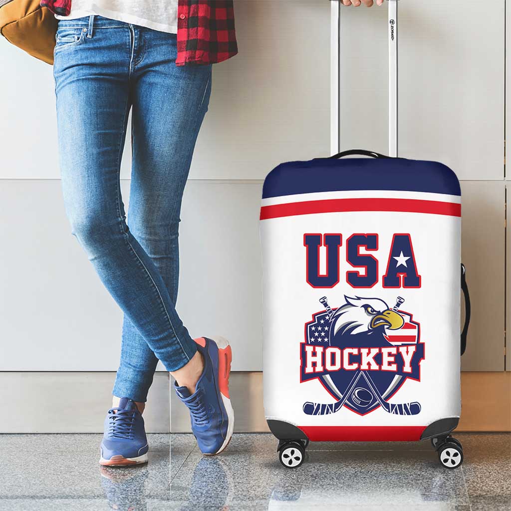 USA Ice Hockey Luggage Cover American Eagle Spirit White Version