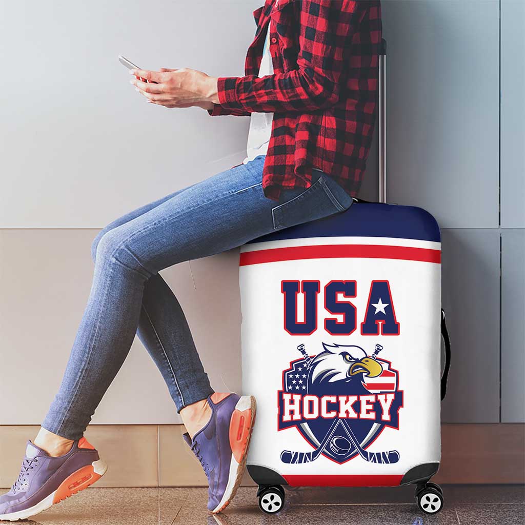 USA Ice Hockey Luggage Cover American Eagle Spirit White Version