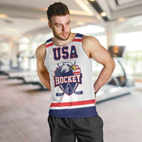 USA Ice Hockey Custom Men Tank Top American Eagle Spirit White Version