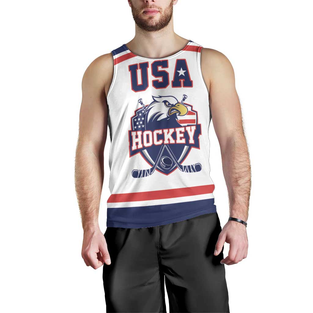 USA Ice Hockey Custom Men Tank Top American Eagle Spirit White Version
