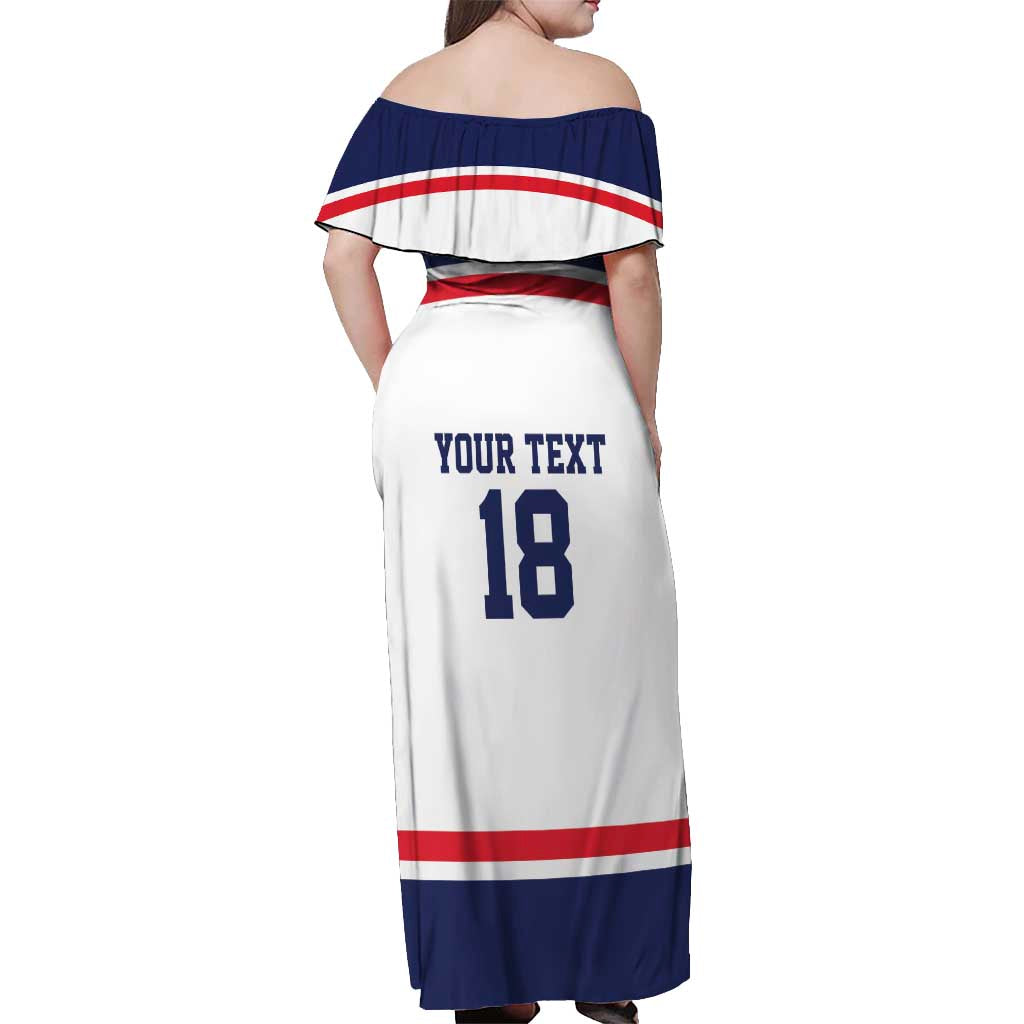 USA Ice Hockey Custom Off Shoulder Maxi Dress American Eagle Spirit White Version