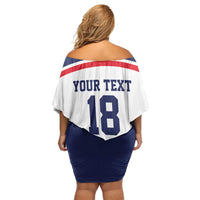 USA Ice Hockey Custom Off Shoulder Short Dress American Eagle Spirit White Version