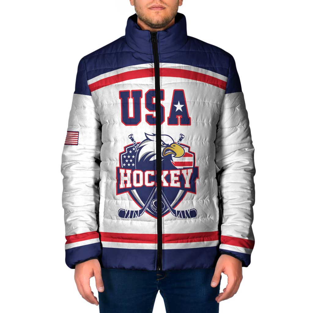USA Ice Hockey Custom Padded Jacket American Eagle Spirit White Version