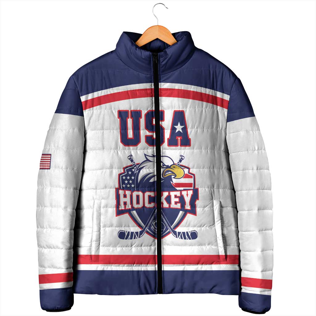 USA Ice Hockey Custom Padded Jacket American Eagle Spirit White Version