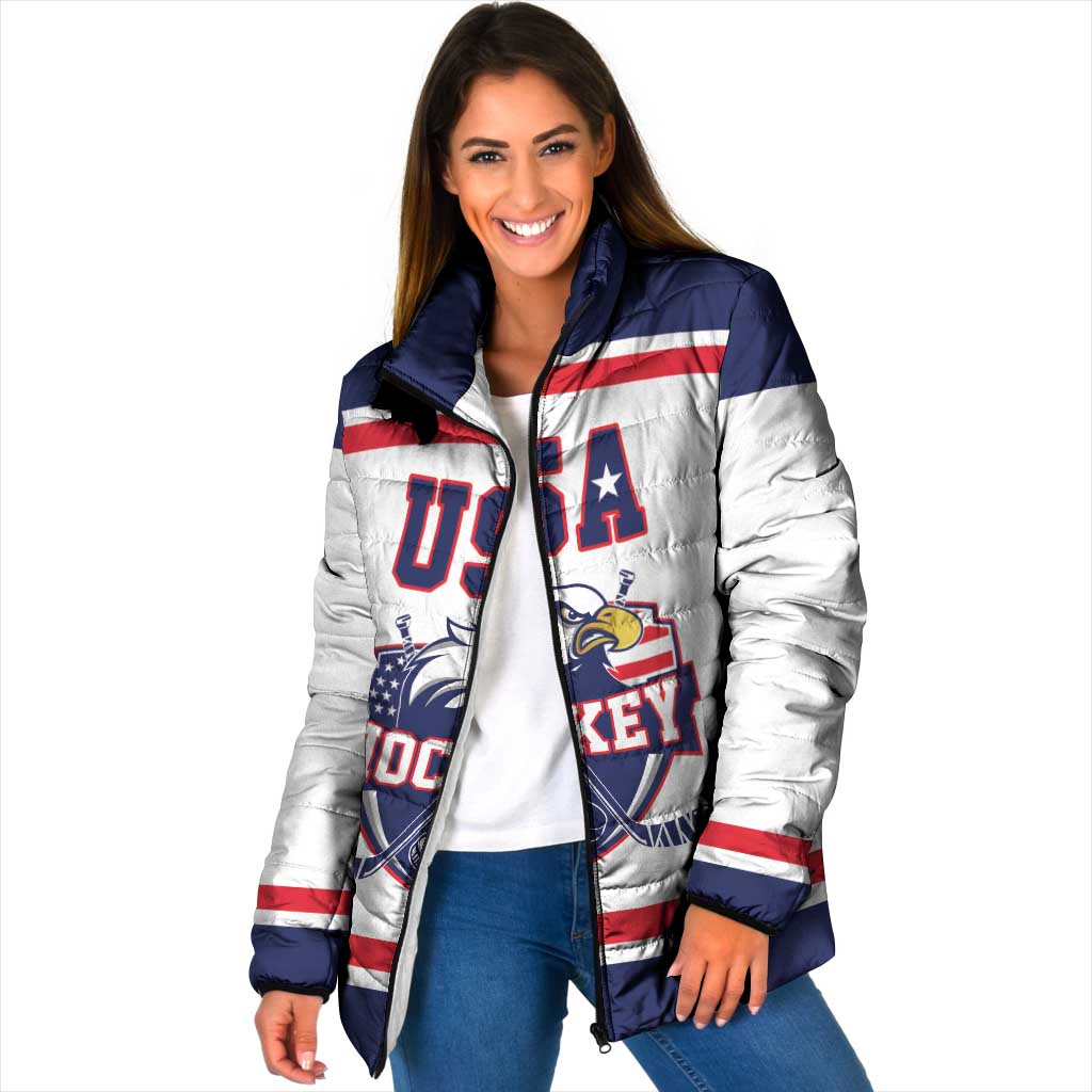 USA Ice Hockey Custom Padded Jacket American Eagle Spirit White Version