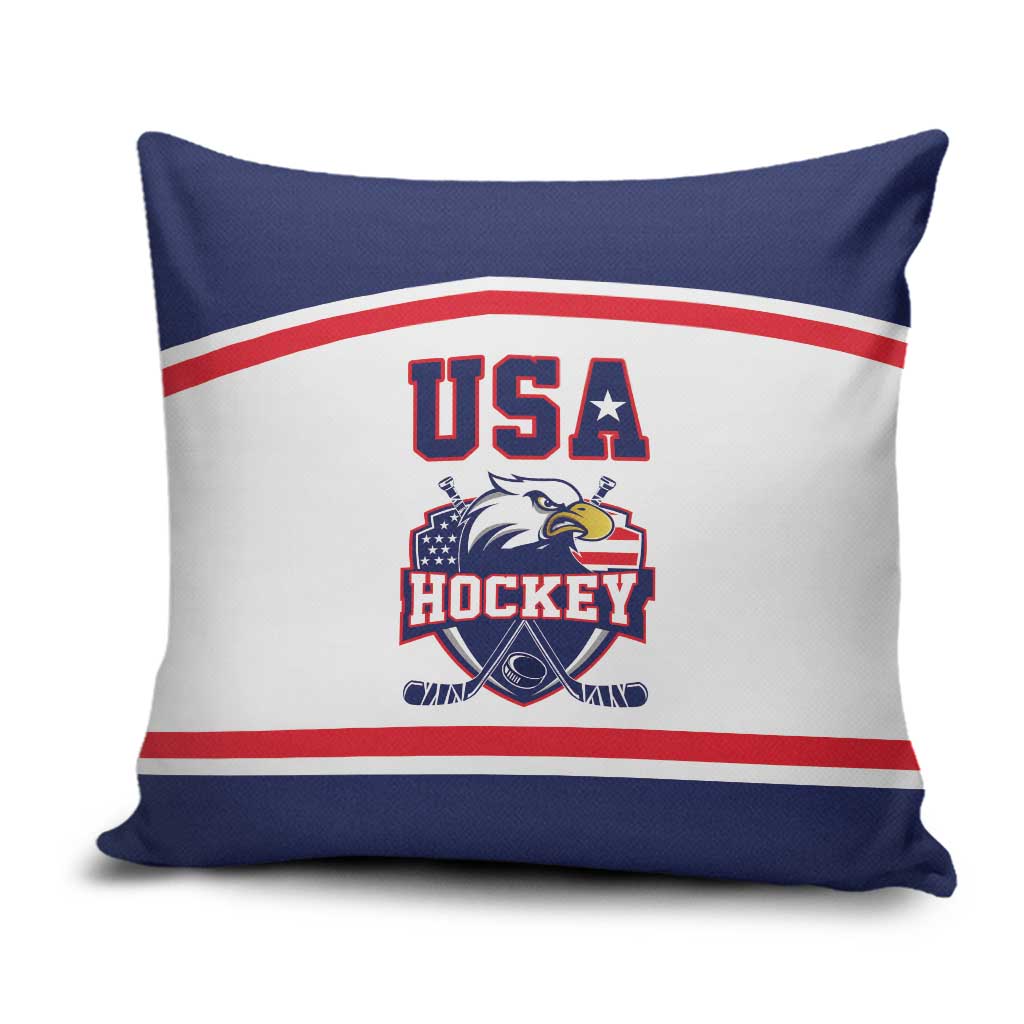 USA Ice Hockey Pillow Cover American Eagle Spirit White Version