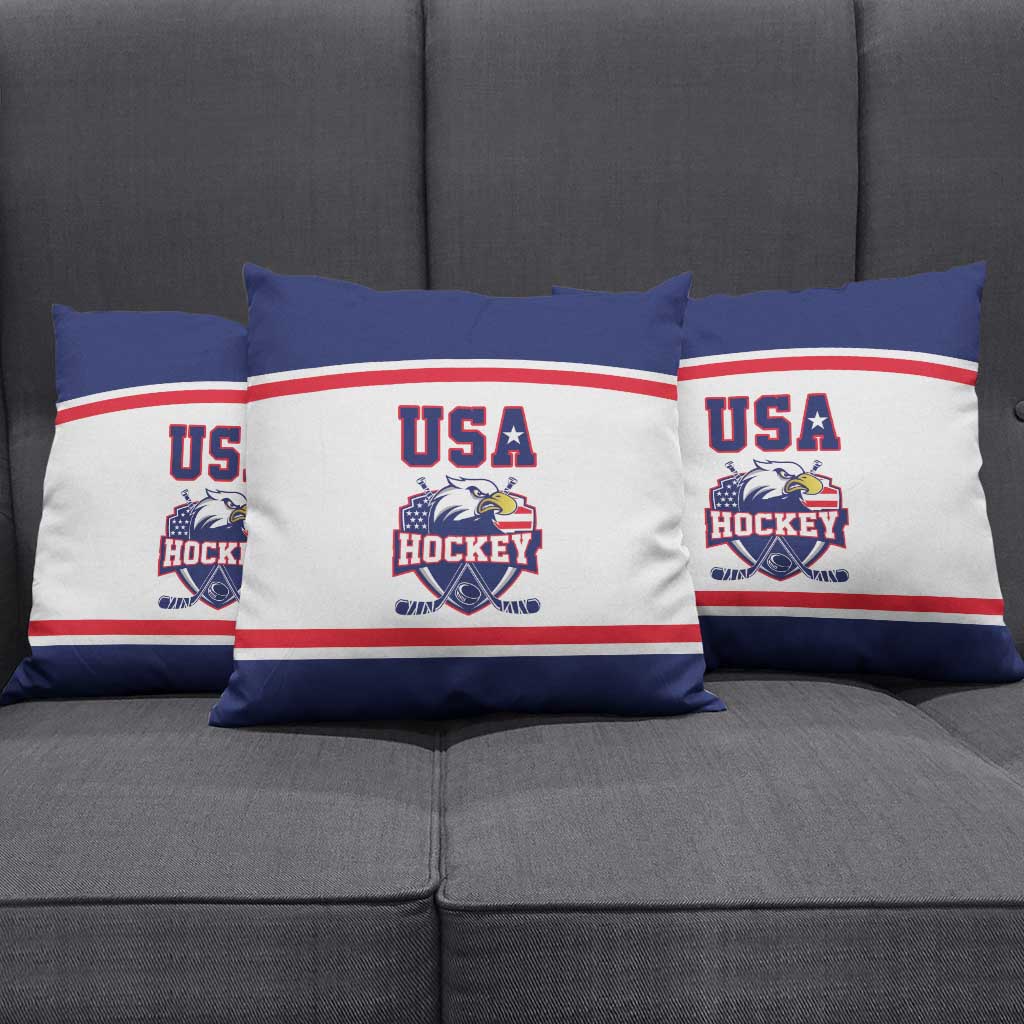 USA Ice Hockey Pillow Cover American Eagle Spirit White Version