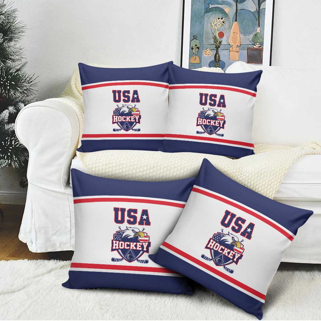 USA Ice Hockey Pillow Cover American Eagle Spirit White Version