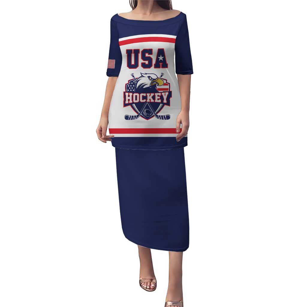USA Ice Hockey Custom Puletasi American Eagle Spirit White Version