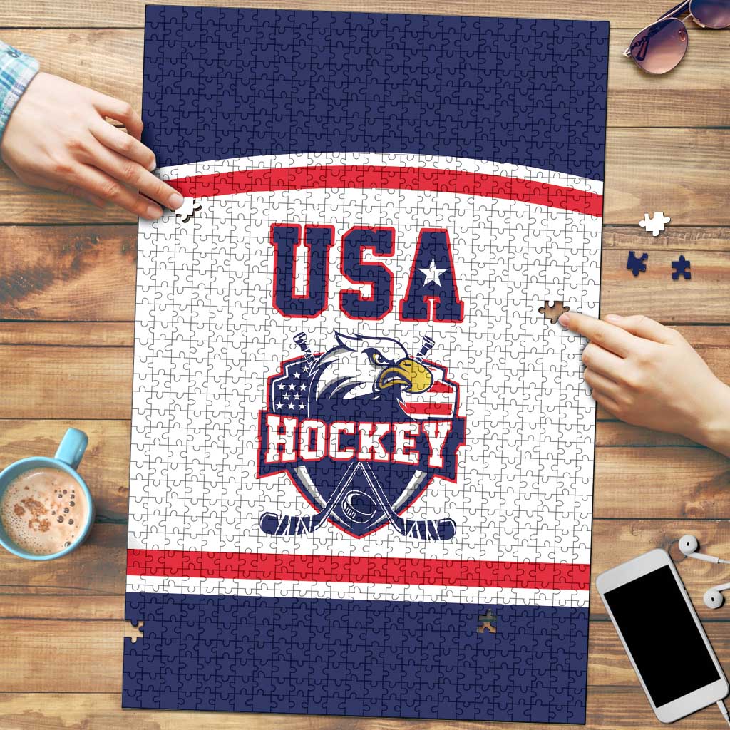 USA Ice Hockey Puzzle American Eagle Spirit White Version