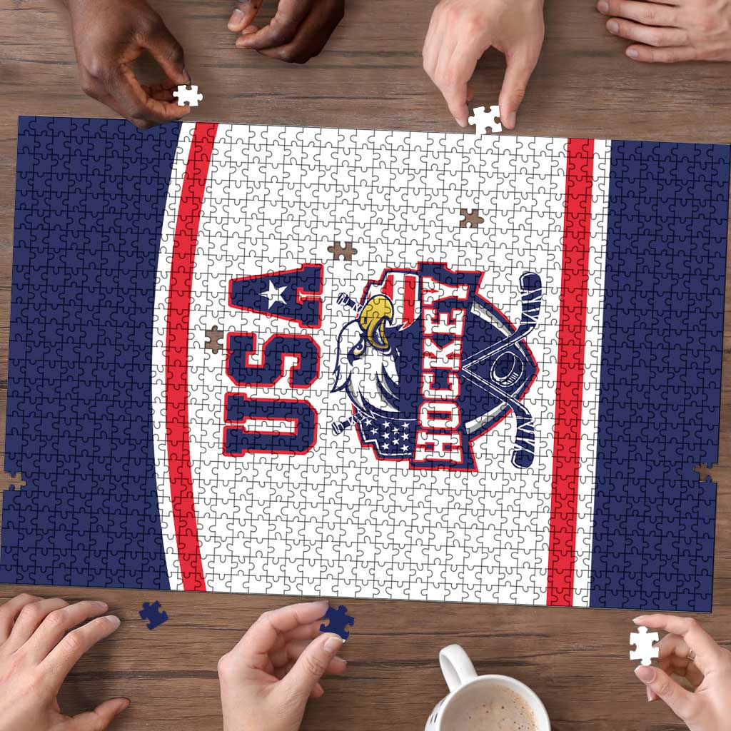 USA Ice Hockey Puzzle American Eagle Spirit White Version